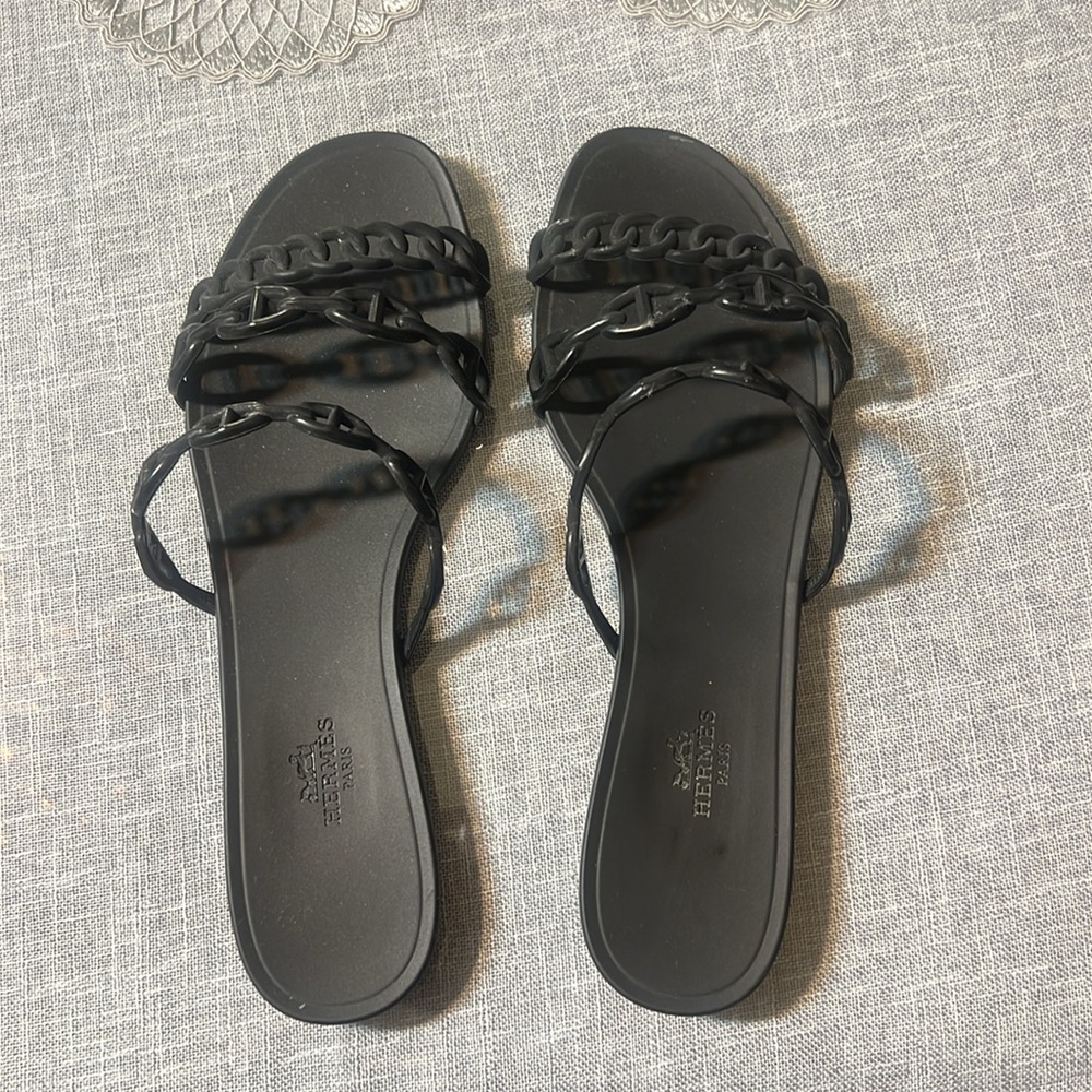 Hermès Rivage Black Slippers Black Size 10 - Picture 6 of 6